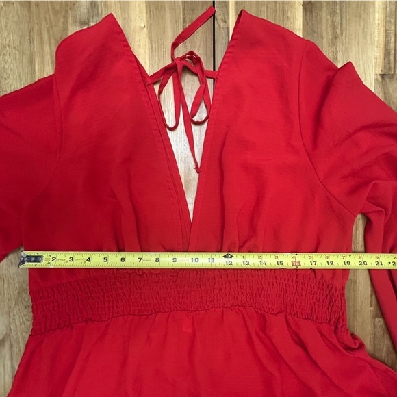 Cacique Swim Red Sheer Chiffon Tie Back Swim Dress Cover Up w/Pockets Sz 22/24 - Picture 6 of 9